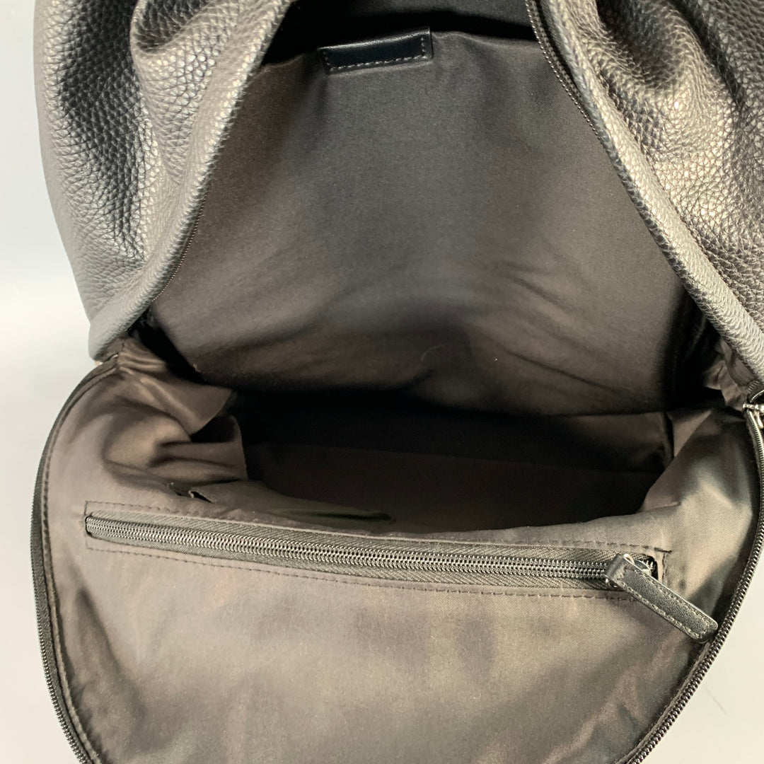 CALVIN KLEIN Black Pebble Grain Leather Backpack