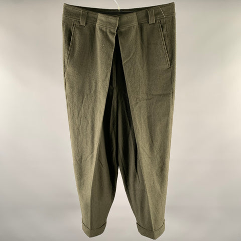 HAIDER ACKERMANN Size 32 Green Olive Viscose Blend Distressed Casual Pants