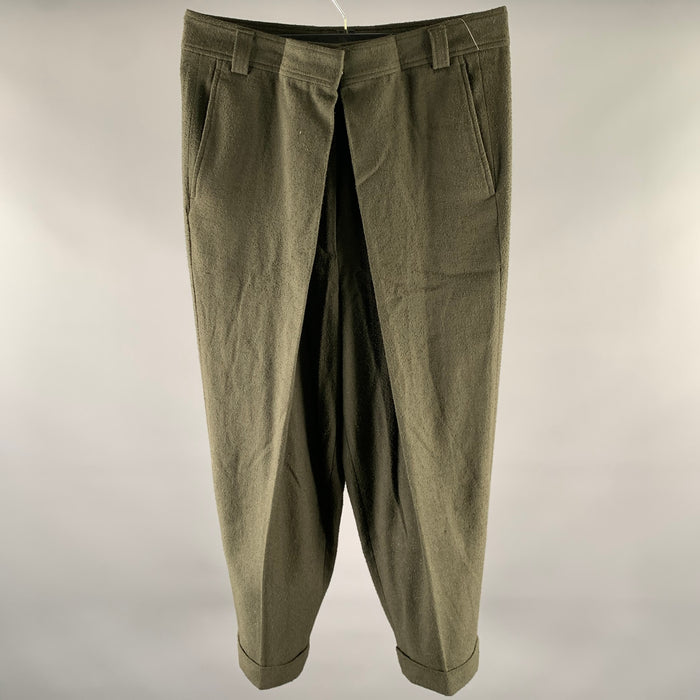 HAIDER ACKERMANN Taille 32 Pantalon décontracté Vert Olive en viscose mélangée, aspect vieilli