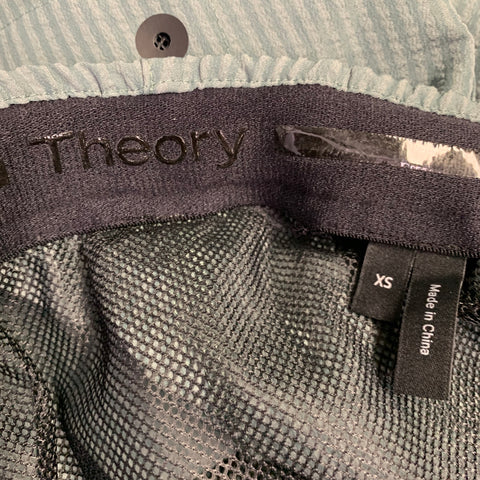 THEORY Size XS -Jace Splash-  Green Stripe Polyester Zip Pockets Swim Trunks