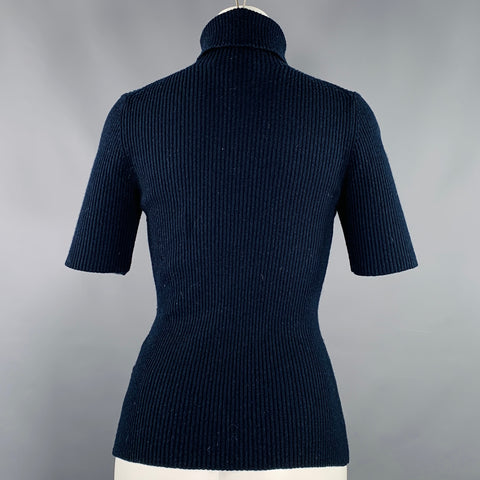 3.1 PHILLIP LIM Size M Navy Wool Blend Ribbed Pullover
