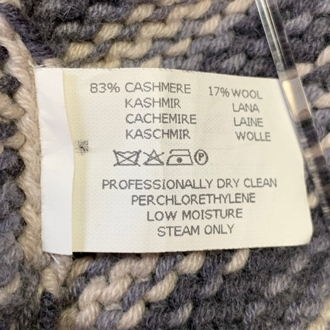 MISSONI Size 6 Grey Black White Cashmere Wool Stripe Open Front Long Cardigan