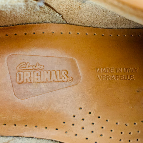 CLARKS Size 8.5 Tan Leather Moccasin Lace-Up Shoes