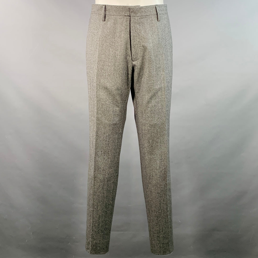 DSQUARED2 PARIS Size 40 Grey Black Houndstooth Wool Notch Lapel Suit