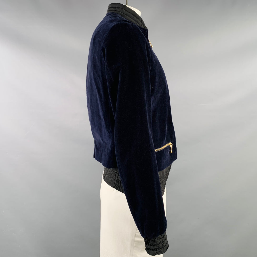 KOLOR Size L Navy Cotton Velvet Beaded Patch Jacket