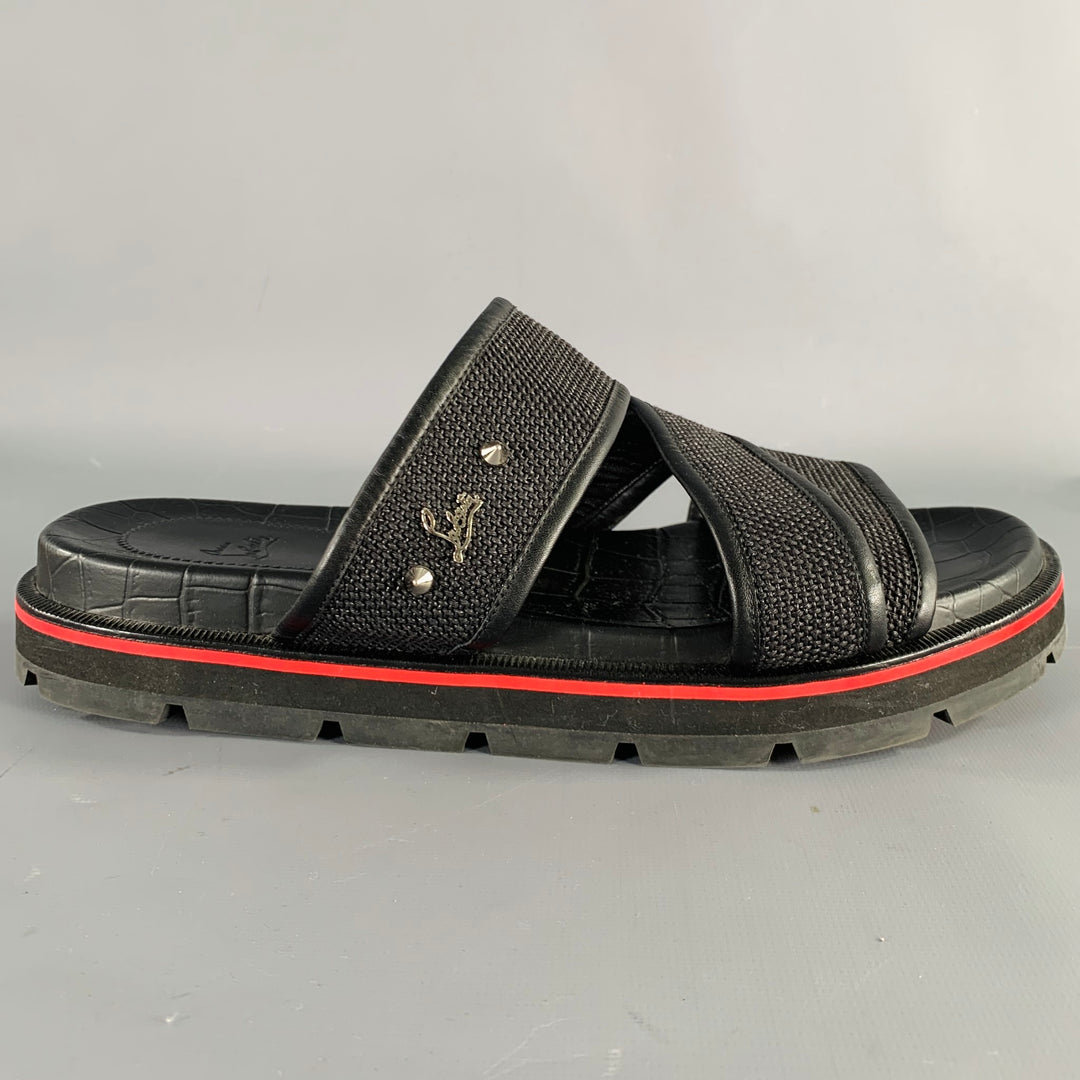 Christian Louboutin Textured Black Men\'s Slip-Ons St Louis - Sneakers - Veau velours - Black - Men - Christian  main image 3