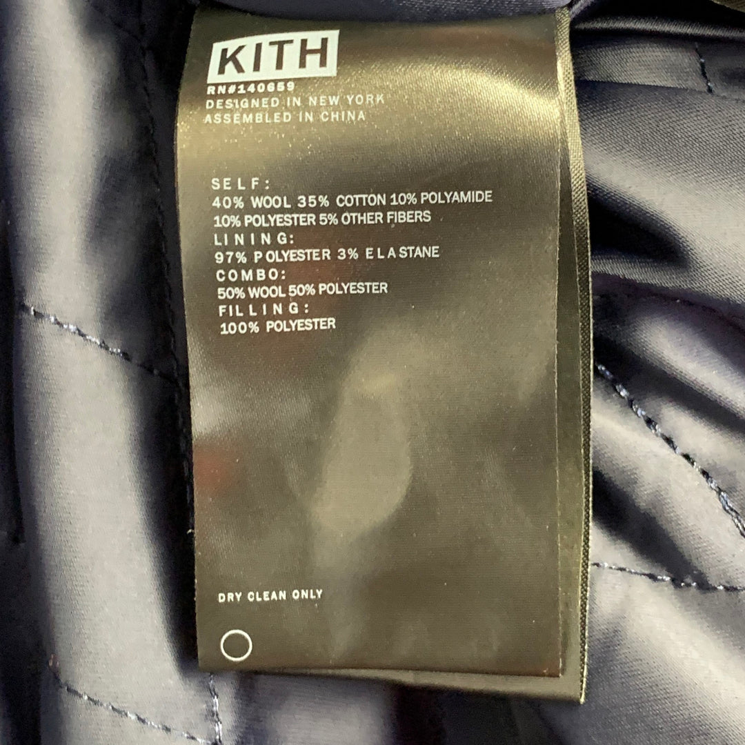 KITH Size S Royce Navy Red Beige Wool Blend Plaid Double Breasted Coat