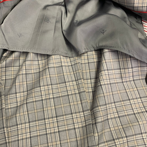 ISAIA Size 44 Long Grey Taupe Plaid Wool Notch Lapel Sport Coat