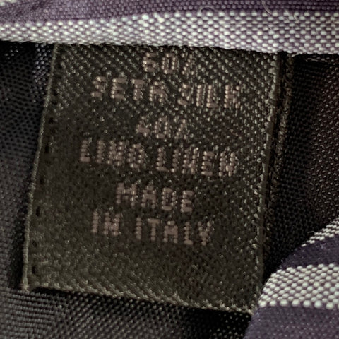 JIL SANDER Grey Navy Diagonal Stripe Silk Tie