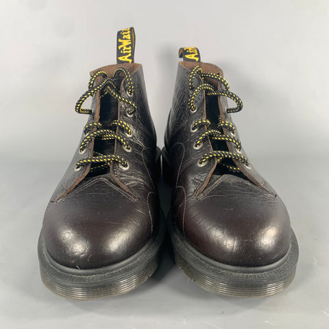 DR. MARTENS Size 9 Brown Dark brown Croc Embossed Leather Ankle Boots