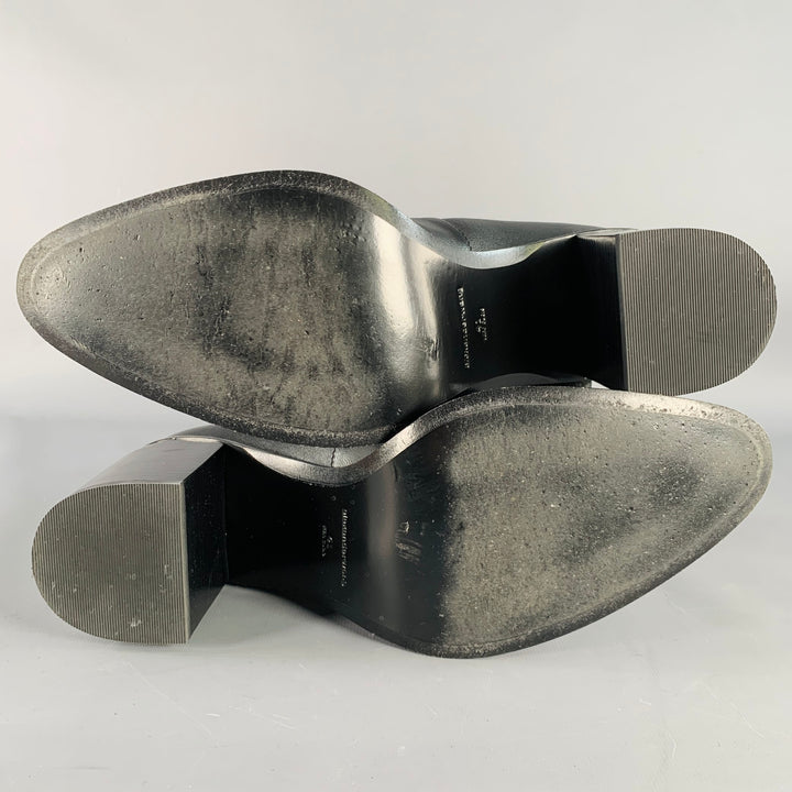 ALEXANDER WANG Size 11 Anna Black Lambskin Leather Stretch Cut Out Chunky Heel Boots