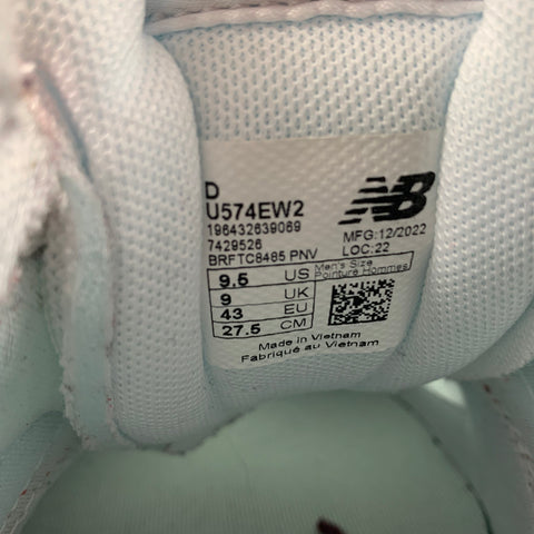 NEW BALANCE 574 Size 9.5 Red White U574EW2 Sneakers