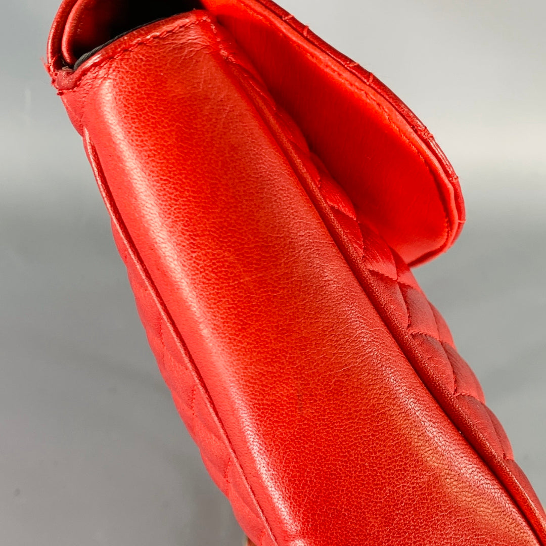 PIERRE BALMAIN Red Quilted Leather Chain Strap Shoulder Bag