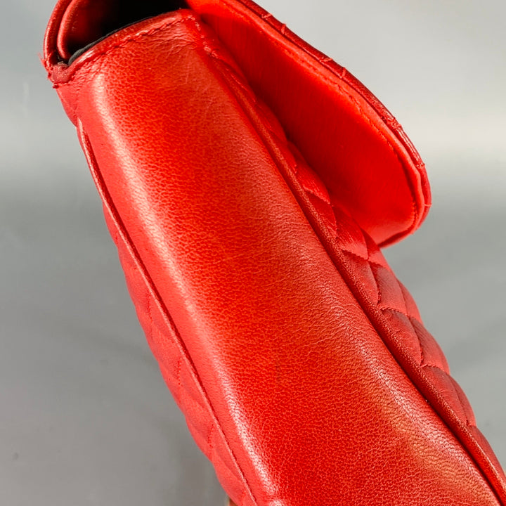 PIERRE BALMAIN Red Quilted Leather Chain Strap Shoulder Bag