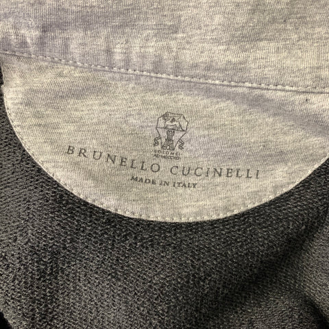 BRUNELLO CUCINELLI Size M Grey Heather Cotton 1/2 zip Pullover