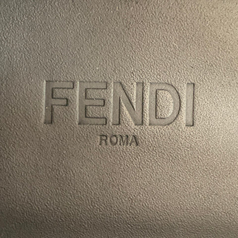 FENDI Size 13 Black Silver Calfskin Leather Monogram Buckle Slip On Loafers