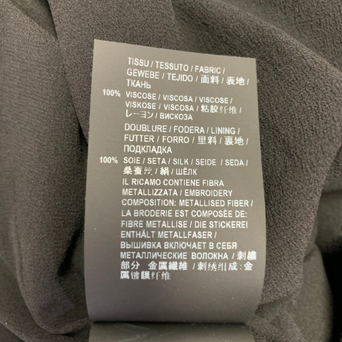 SAINT LAURENT 2019 Size XS Black Silver Viscose Rhinestones Cocktail Dress