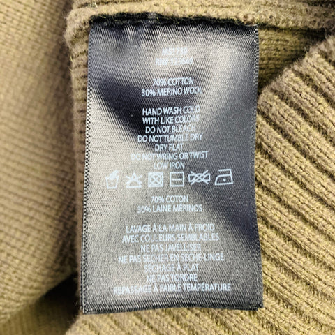 AETHER Size L Black Olive Two Toned Cotton Merino Wool Crew-Neck Sweater