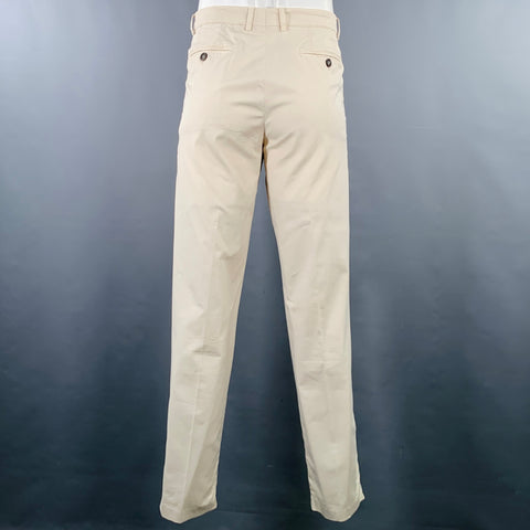 BRUNELLO CUCINELLI Size 36 Beige Stone Cotton Blend Flat Front Casual Pants