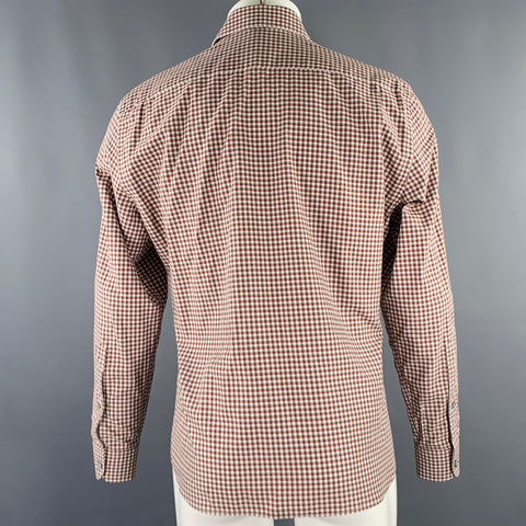 ERMENEGILDO ZEGNA Size M Red White Plaid Long Sleeve Shirt
