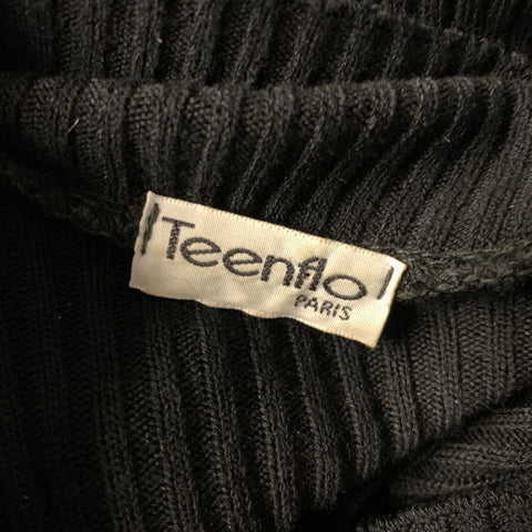 TEENFLO Size S Black Wool Ribbed Turtleneck Midi Dress