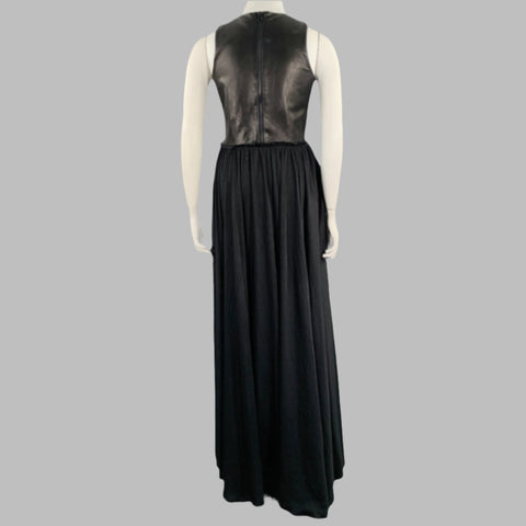 Robe longue sans manches plissée en cuir noir MARNA Taille L