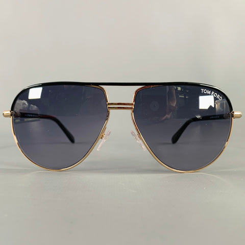 TOM FORD Cole Gold Black Metal Acetate Aviator Sunglasses