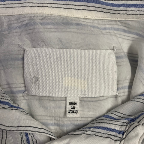 MAISON MARGIELA Size XS White Blue Cupro Short Sleeve Shirt