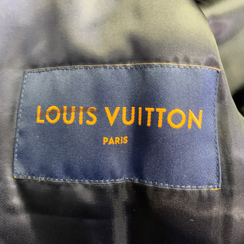 LOUIS VUITTON Size S Karakoram Souvenir Navy Blue Geometric Viscose Snaps Jacket