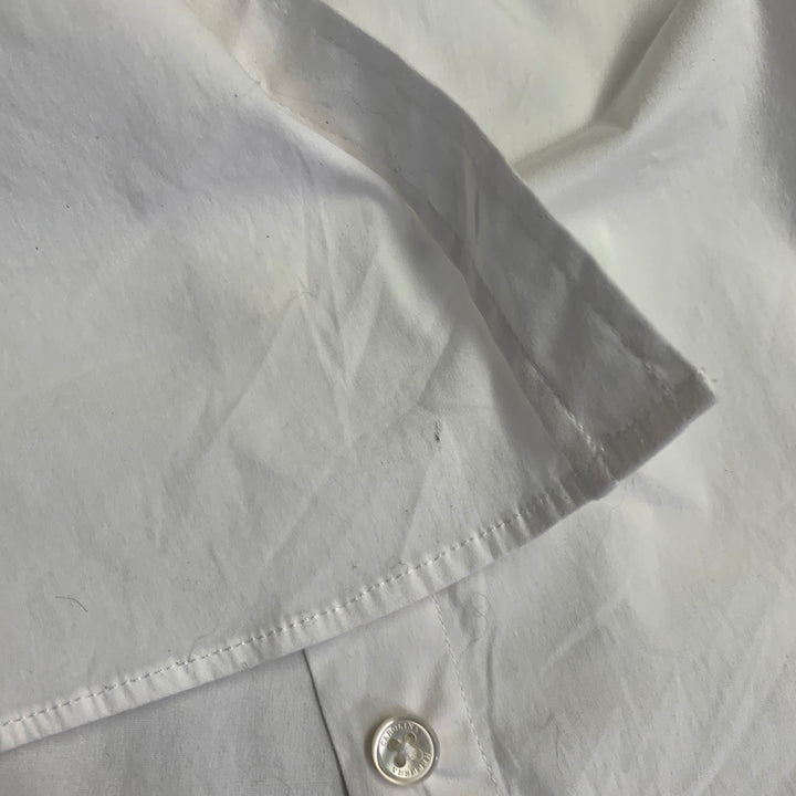 CAROLINA HERRERA Size 14 White Cotton Blend 3/4 Sleeves Spread Collar Shirt