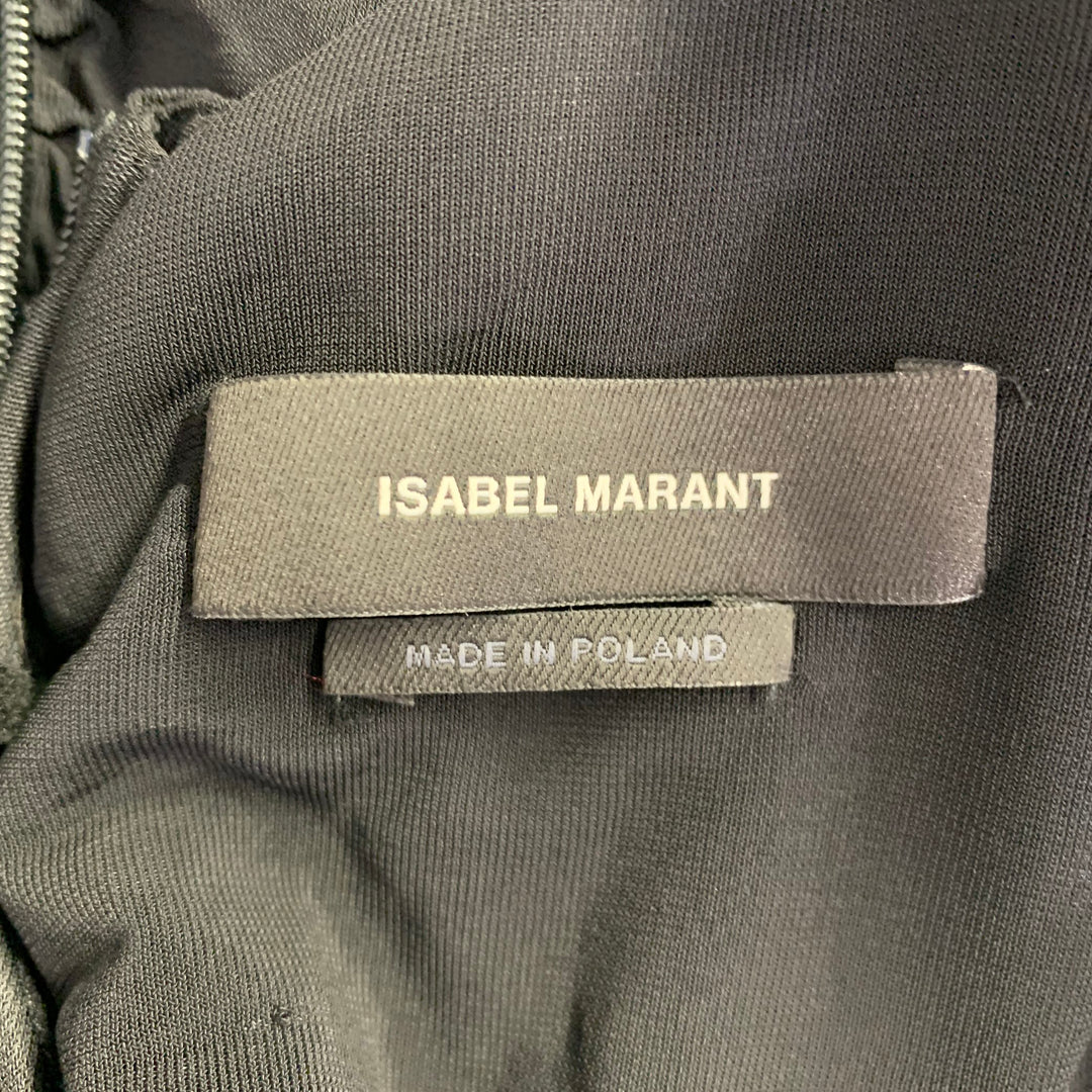 ISABEL MARANT Size 8 Black Viscose Blend Ruched Long Sleeve Dress