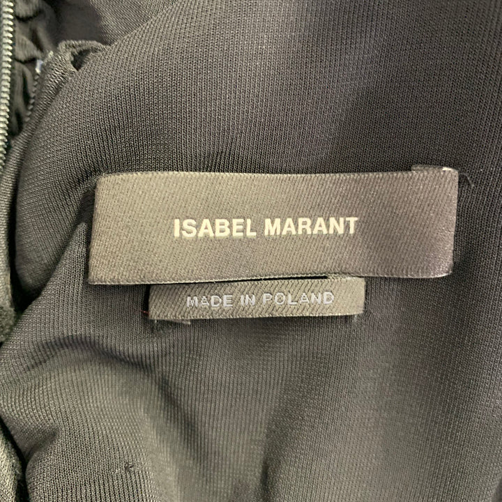 ISABEL MARANT Size 8 Black Viscose Blend Ruched Long Sleeve Dress