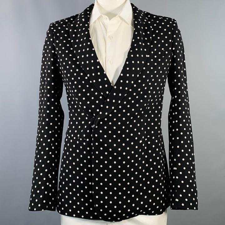 HAIDER ACKERMANN Size 42 Black White Polka Dot Viscose Sport Coat