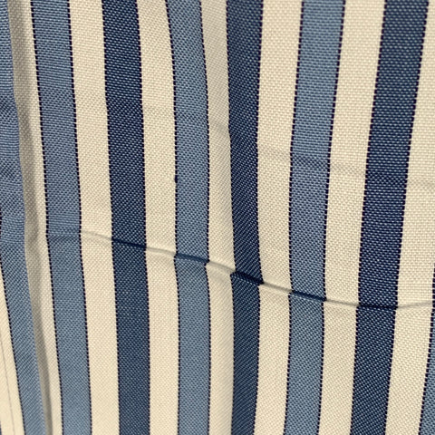 LORO PIANA Size XL Blue White Stripe Cotton One Pocket Long Sleeve Shirt