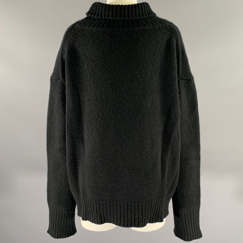 SABLYN Size L Black Cashmere Polyester Turtleneck Sweater
