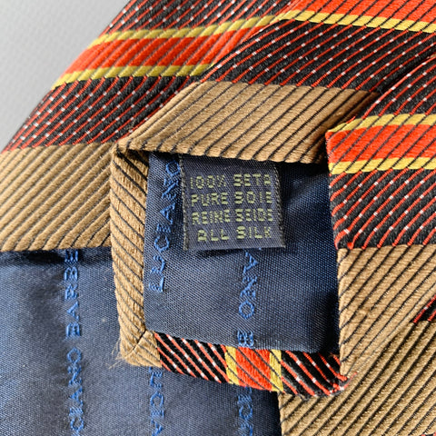 LUCIANO BARBERA Brown Red Diagonal Stripe Silk Tie