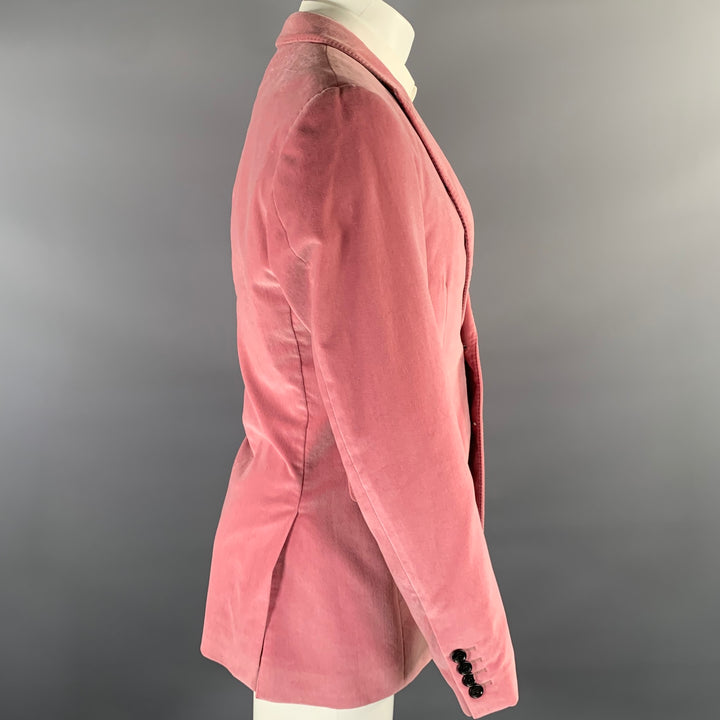 BURBERRY Size 40 Pink Velvet Cotton Peak Lapel Sport Coat