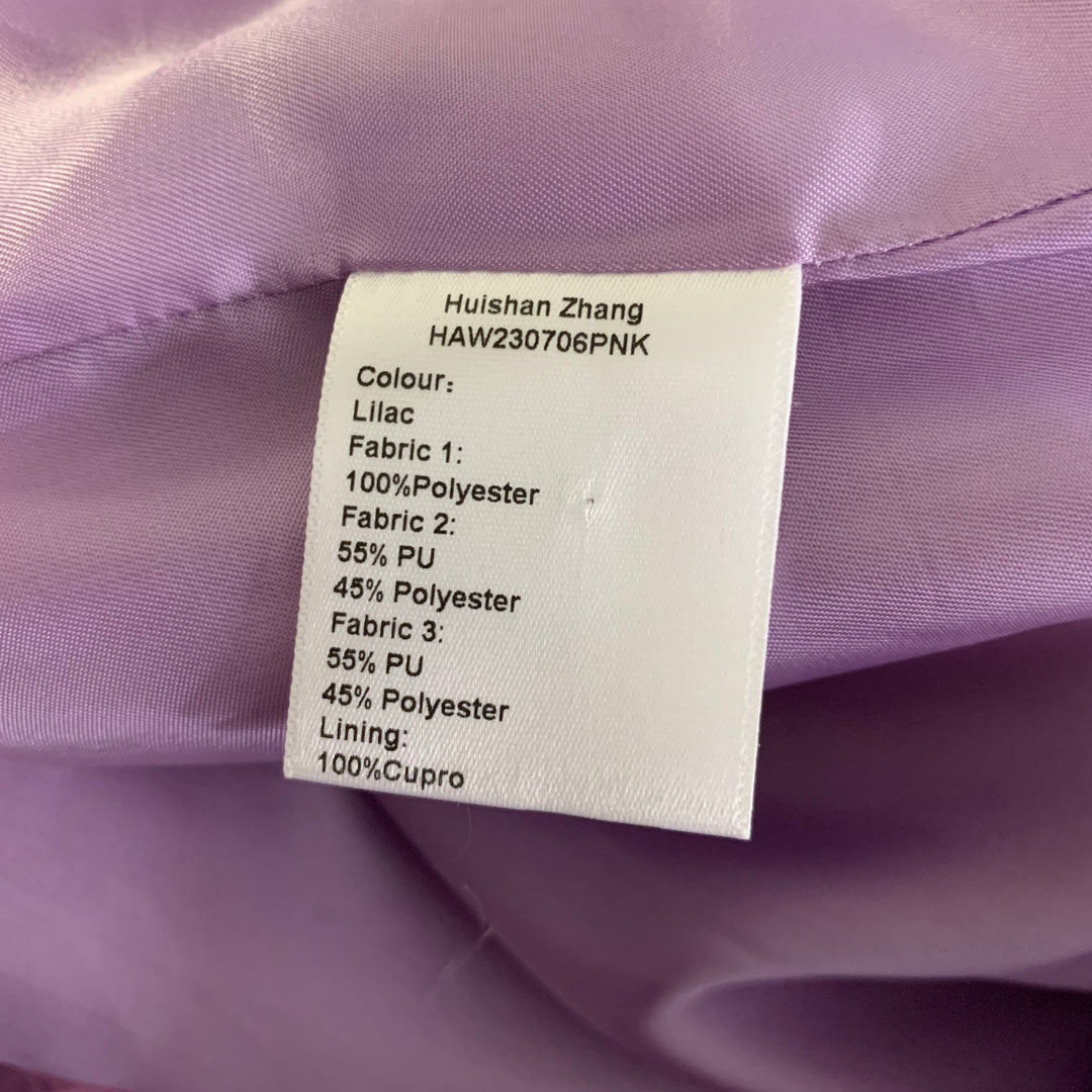 HUISHAN ZHANG Size 8 Lavender Polyester Textured Faux Fur Notch Lapel Coat