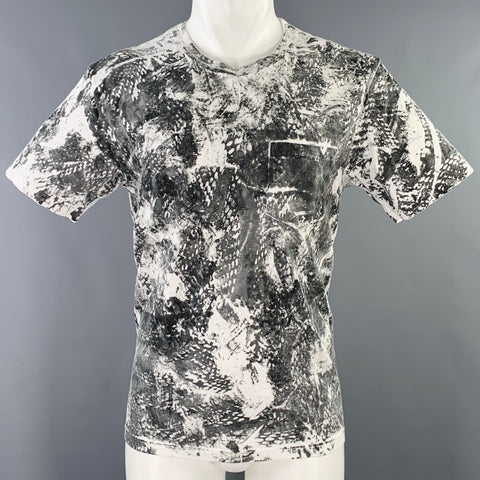 T-shirt à une poche en coton tubulaire VINTAGE, taille S, blanc charbon peint