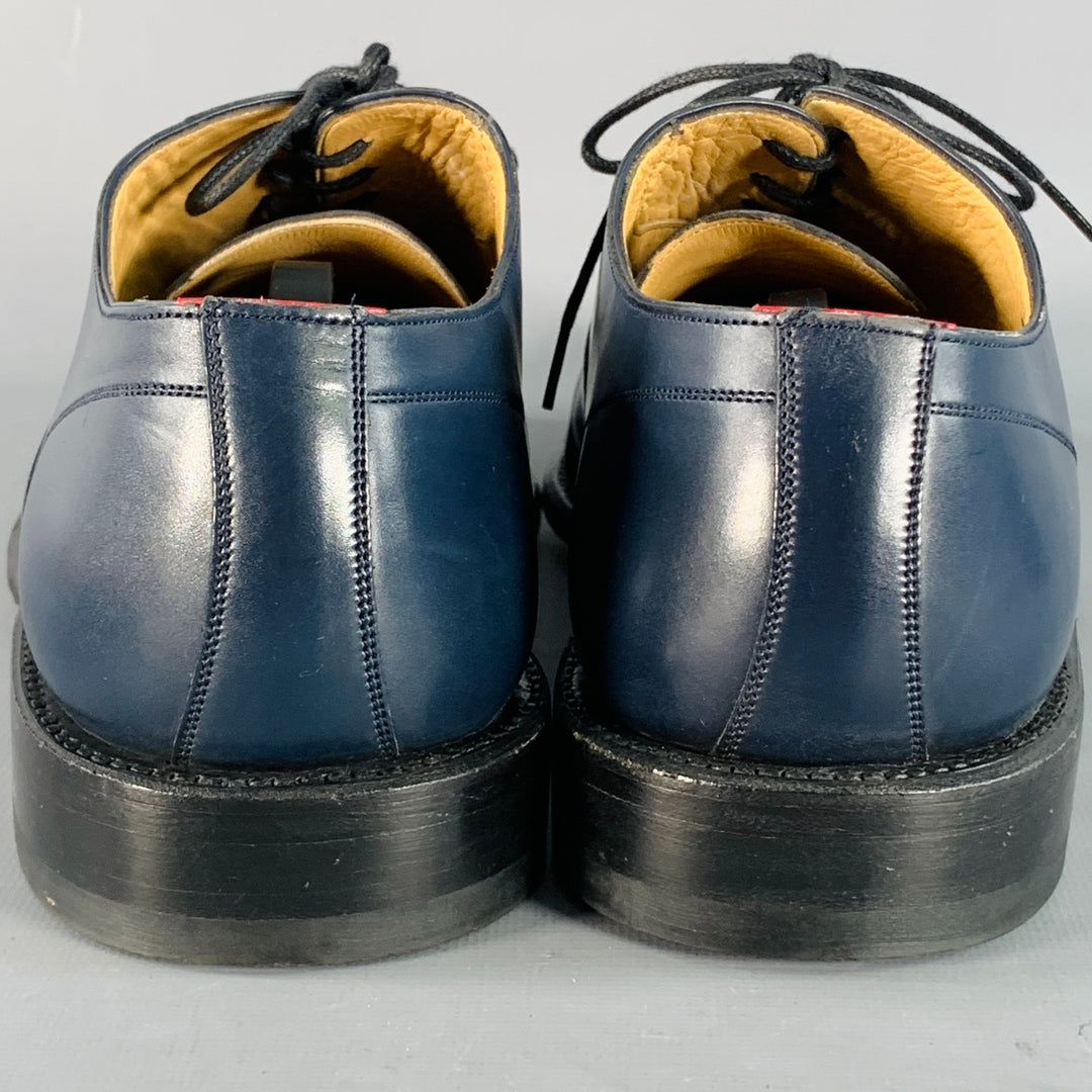 BALLY Size 10 Navy Leather Oxford Lace-Up Shoes