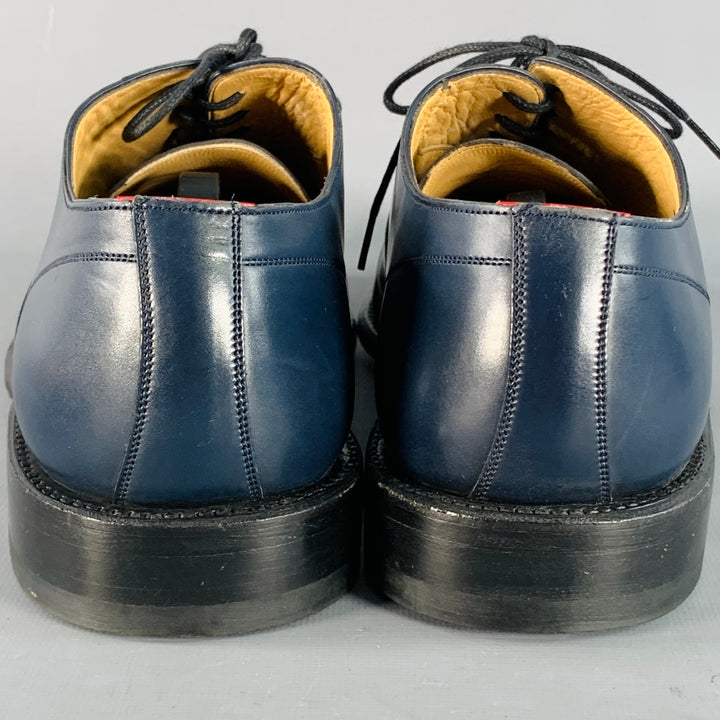 BALLY Size 10 Navy Leather Oxford Lace-Up Shoes