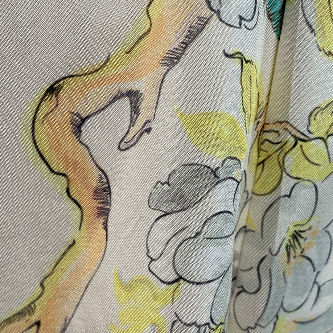 ZADIG & VOLTAIRE Size M Multi Color Silk Leopards Butterflies Print Button Up Shirt