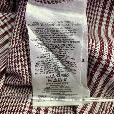 BLACK FLEECE Size S Burgundy White Glenplaid Cotton One Pocket Long Sleeve Shirt