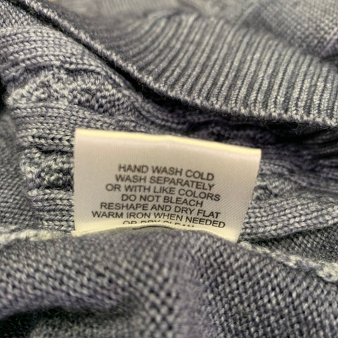 LENOR ROMANO Pull col V en laine mérinos torsadée bleu gris Taille L