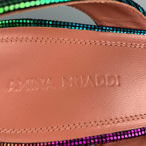 AMINA MUADDI Size 8 Multi-Color Suede Rainbow Slingback Pumps