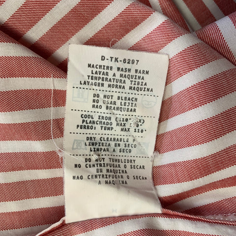 ERMENEGILDO ZEGNA Size L Red White Stripe Cotton Button Up Long Sleeve Shirt