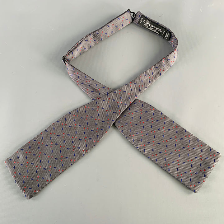 CHARVET Grey Navy Dots Silk Bow Tie