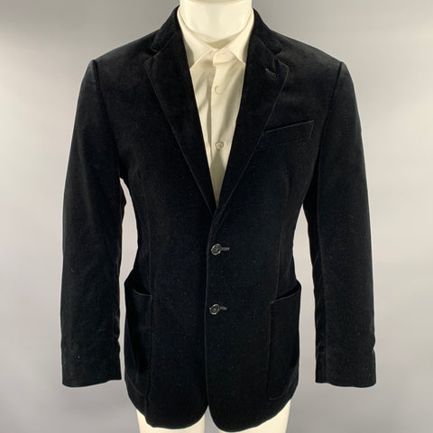 ARMANI COLLEZIONI Size 40 Black Velvet Cotton Elastane Sport Coat