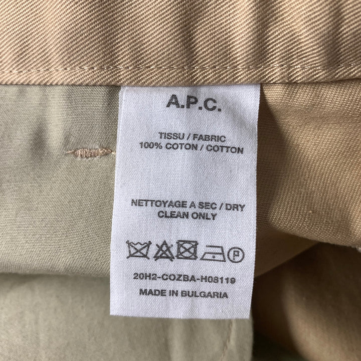 APC Size 34 Khaki Cotton Straight Chino Pants