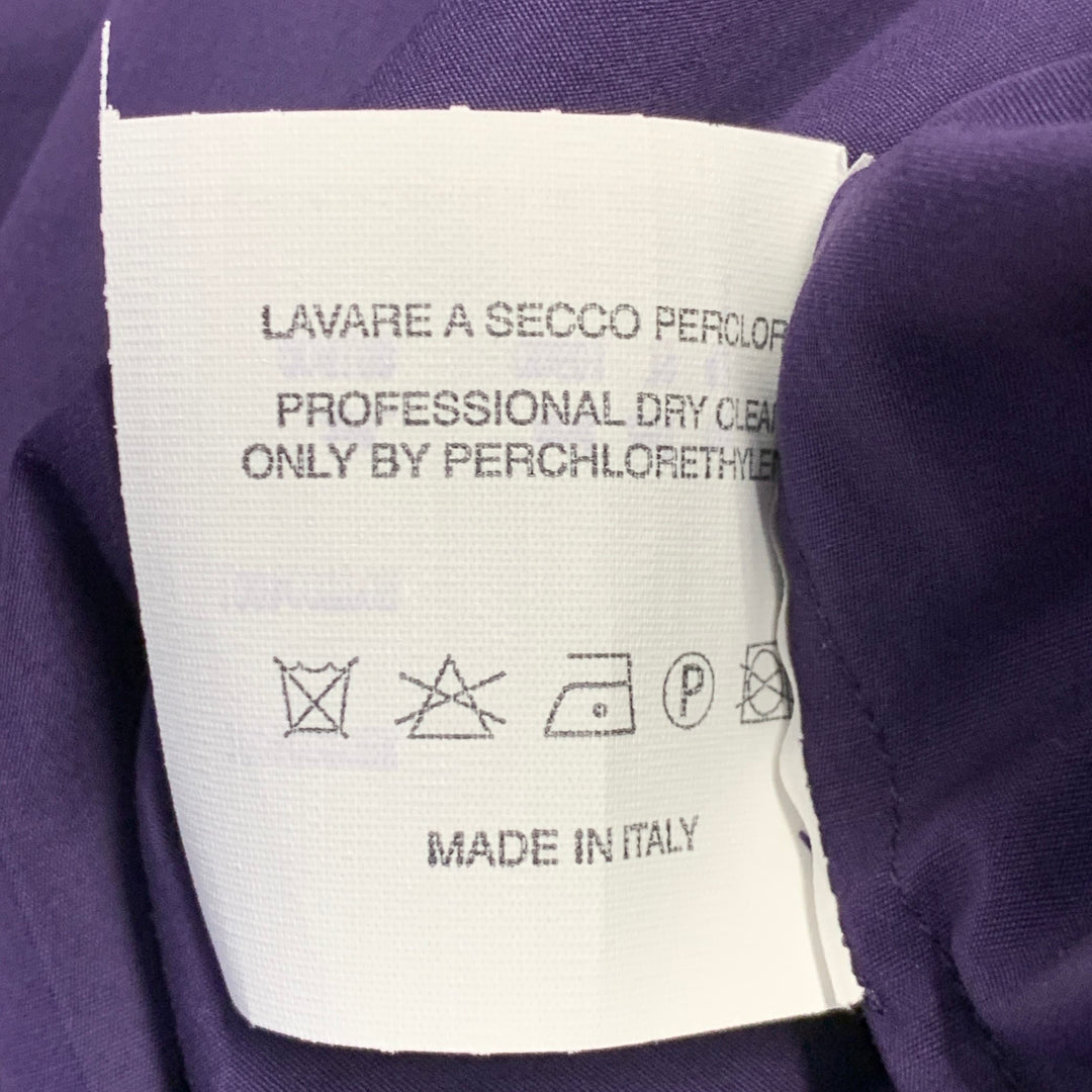 N_8 Size 6 Purple Cotton Pleated 3/4 Sleeves Half Zip Midi Dress